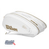Túi tennis Wilson Federer DNA 12 Pack White/Gold
